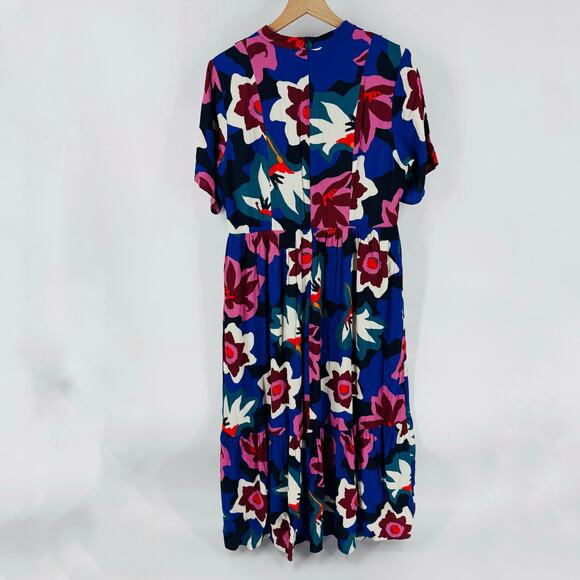 NWT Roolee Mom Dress Floral Print Nursing Friendly Midi Short Sleeve Size Large - Picture 2 of 12